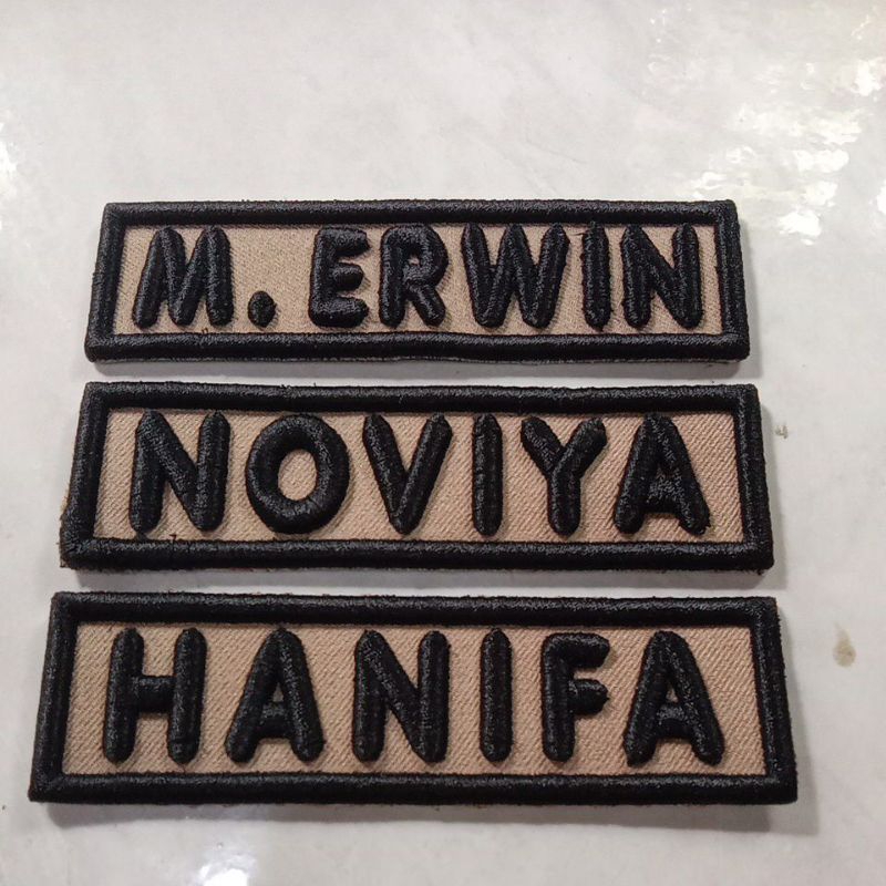 Bordir nama timbul Pramuka bahan rapilo