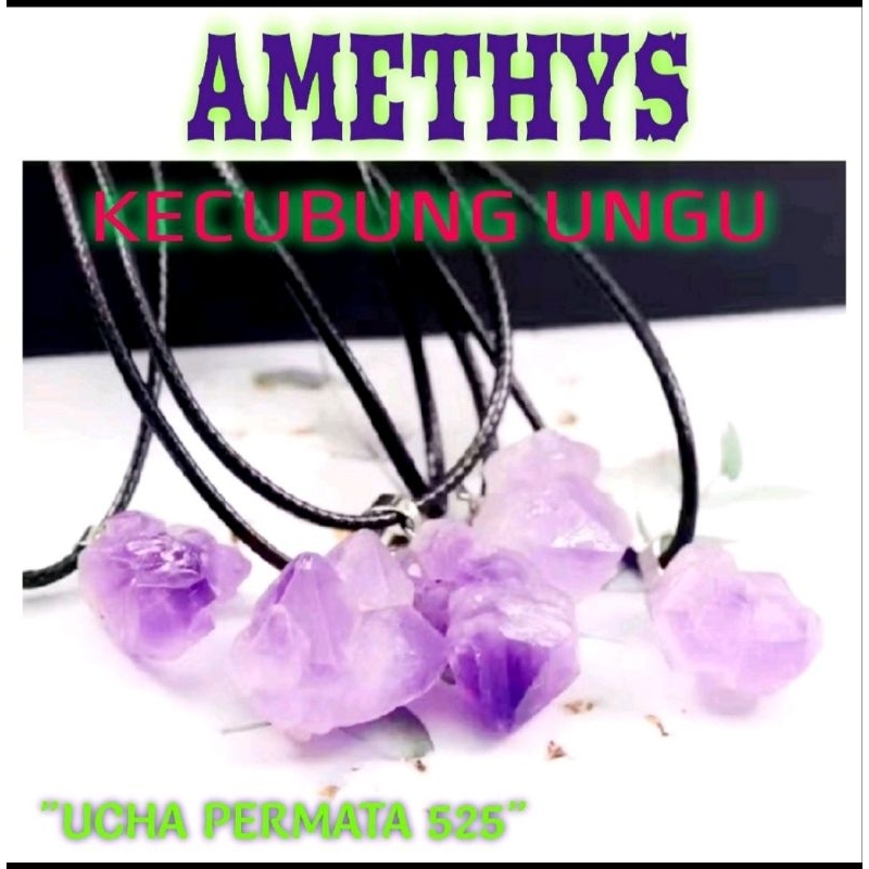 kalung batu kecubung ungu / kalung batu permata amethys