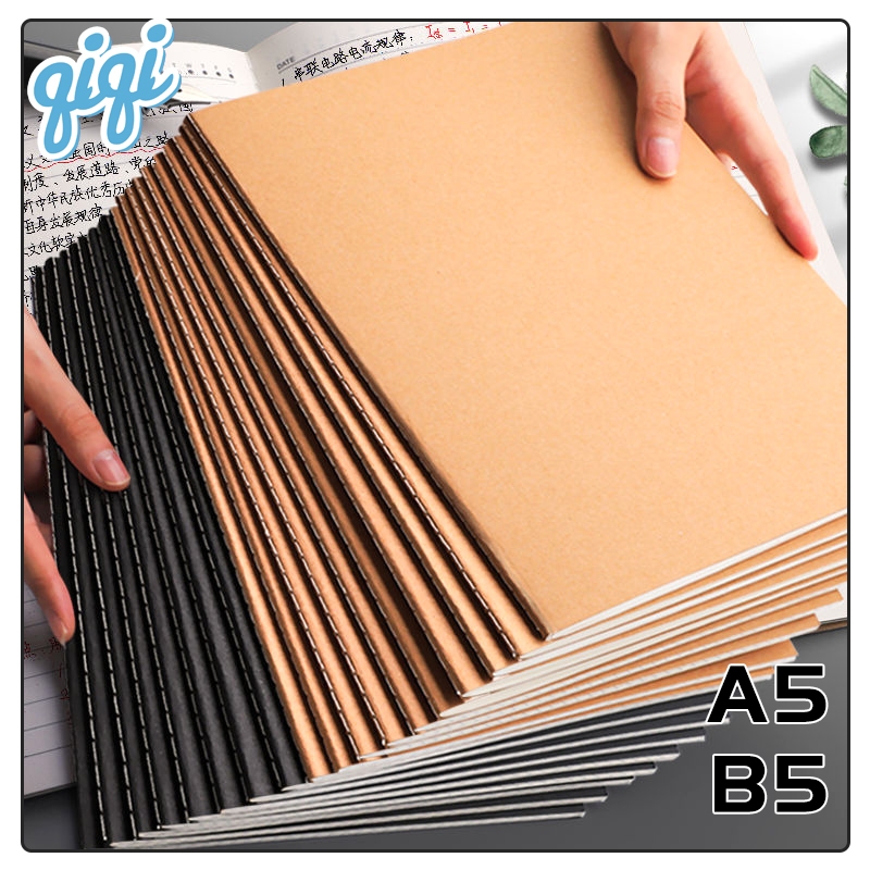

buku b5/notebook a5/Kraft A5/B5 Notebook Buku 36 Lembar lined/Grid/Blank - Qiqi Treasure