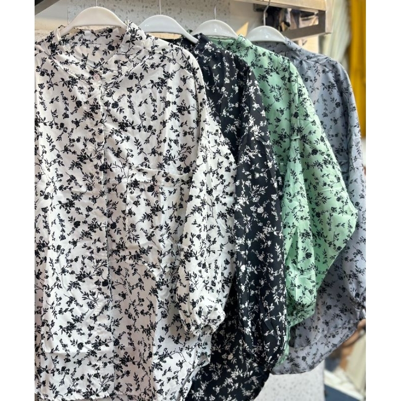 Kemeja Chantika Motif Bunga Kecil Tunik Wanita Atasan
