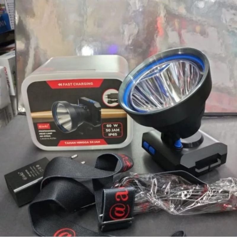Senter Kepala Aoki 3702A Senter Kepala Aoki 60Watt Ring 88mm 9000mAh Tahan Hingga 50 Jam