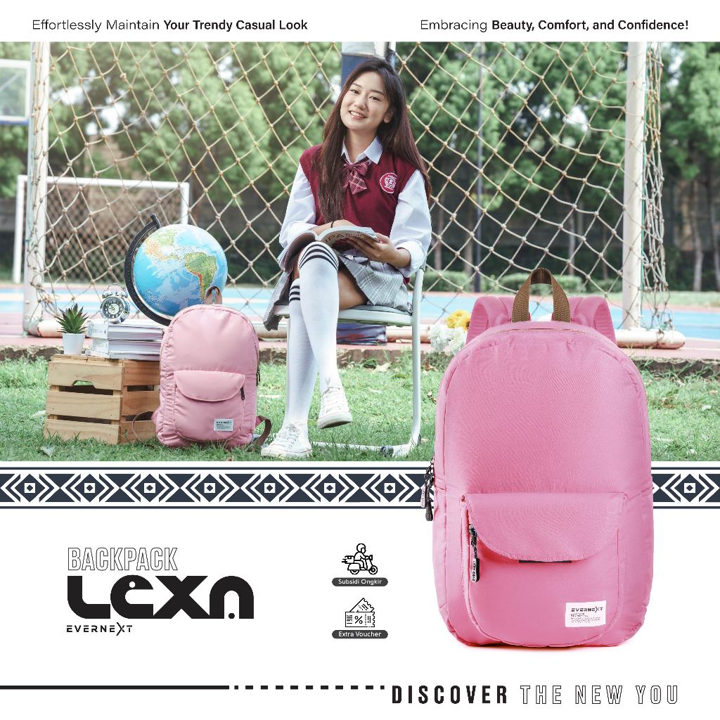 Evernext - Tas Sekolah Wanita Backpack Lexa Tas Ransel Cewek Tas Kuliah Tas Punggung Laptop Wanita