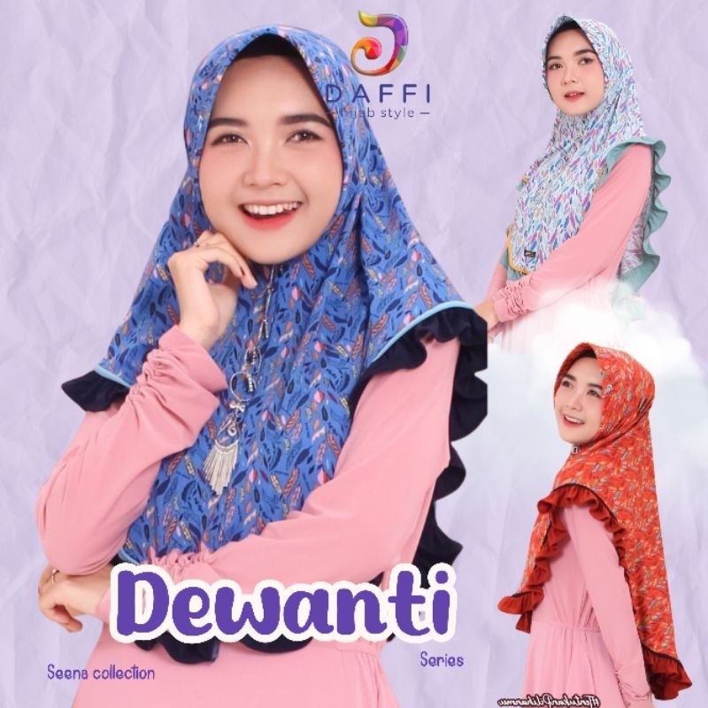 hijab style instan DEWANTI DAFFI original hightwist jersey motif daun kekinian