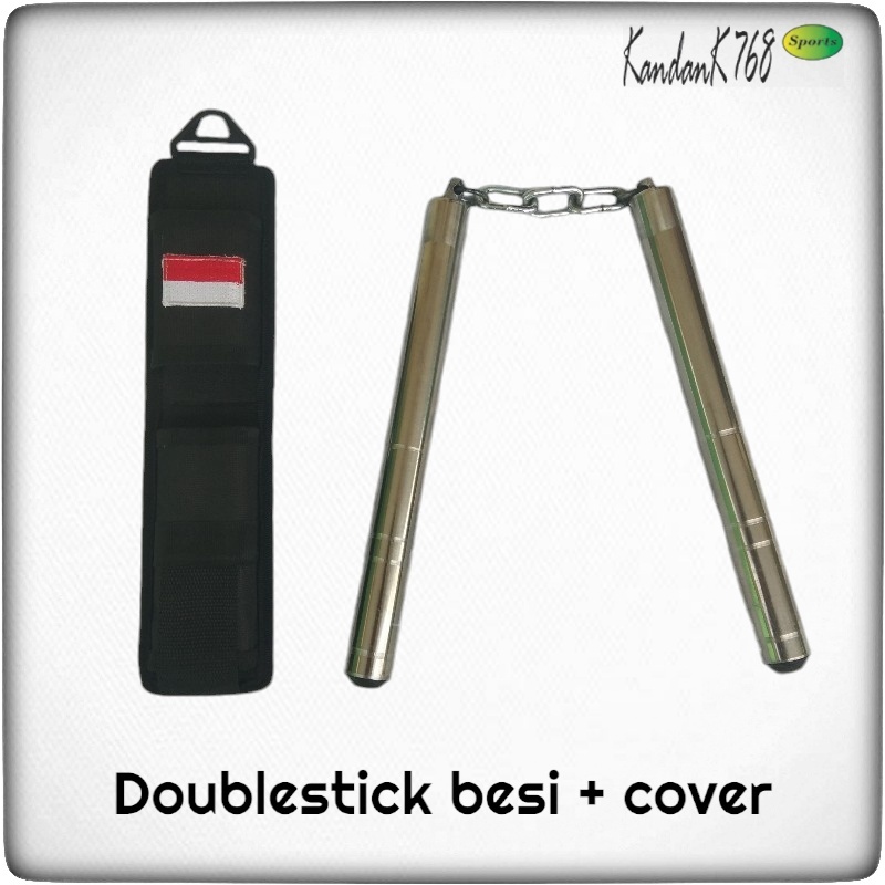 Double Stick Besi Silver / Double Stick Besi Dengan Sarung / Nunchaku Besi