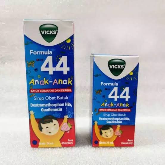 Vicks Formula 44 Anak Rasa Strawberry - Sirup Obat Batuk Berdahak & Kering