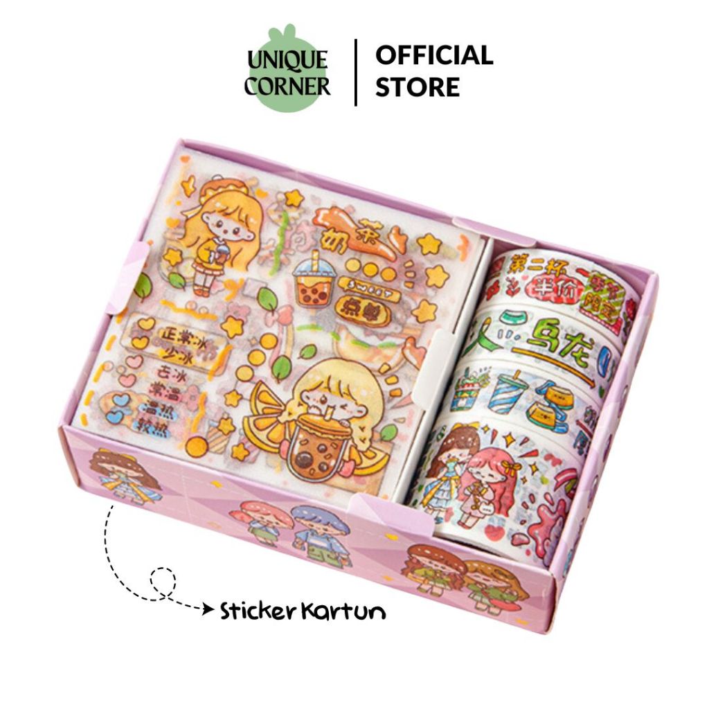 

UQ (4 lbr + 4 roll) Stiker Kartun Korea Lucu DIY Design Buku Scrapbook Hadiah Anak STK2014