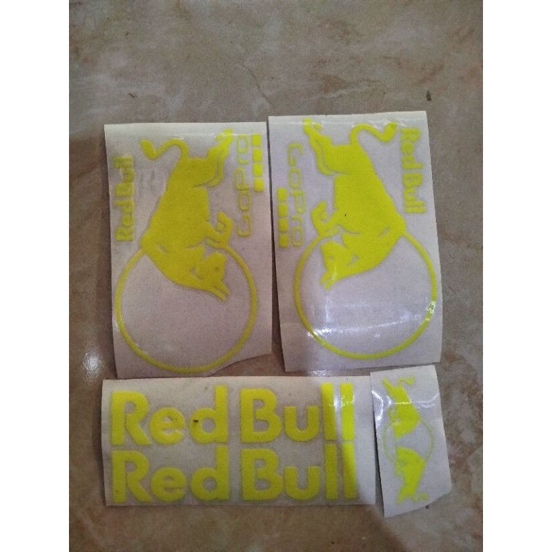 

stiker helm red bull go pro kuning stabilo full set, cutting sticker