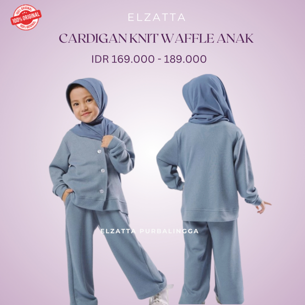 ELZATTA CARDIGAN KNIT WAFFLE ANAK TERBARU BAHAN WAFFLE ADEM NYAMAN DIPAKAI