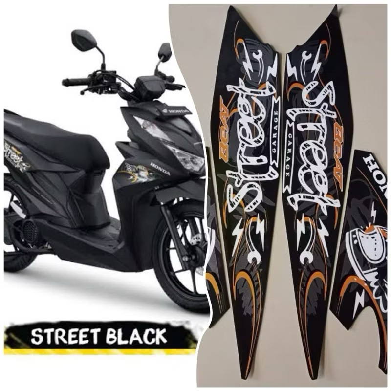 STRIPING STIKER LIS LES MOTOR HONDA BEAT STREET 2021 HITAM