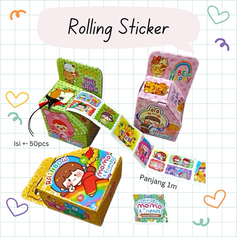 

[EDUFUNTOYS] Mainan Rolling Sticker 40pcs | Stiker Karakter Anak Reward Sticker Kartun