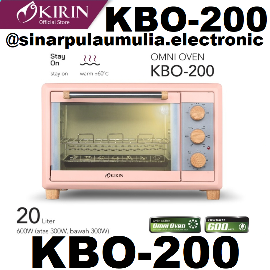 Kirin Omni Oven Listrik Oven Electric 20 Liter Low Watt - KBO-200 / KBO200 / KBO 200