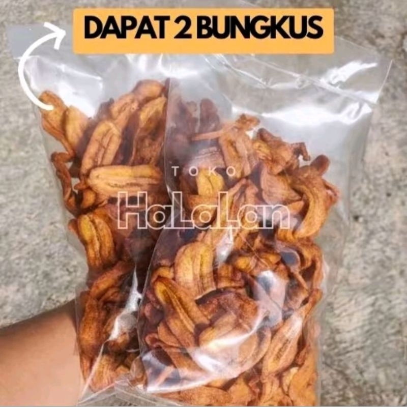 

Kripik Sale Pisang Kering Khas Cilacap 500 gram [2 x 250 gram] rasa Manis Renyah Kriuk Cemilan Snack asli cilacap Keripik Salai Pisang