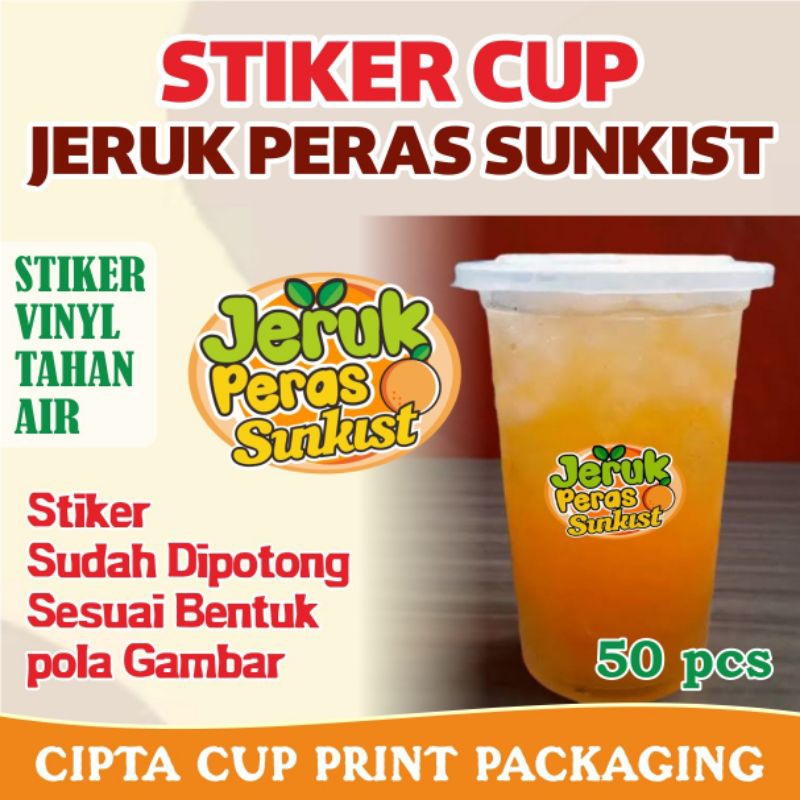 

stiker cup botol es jeruk peras sunkist