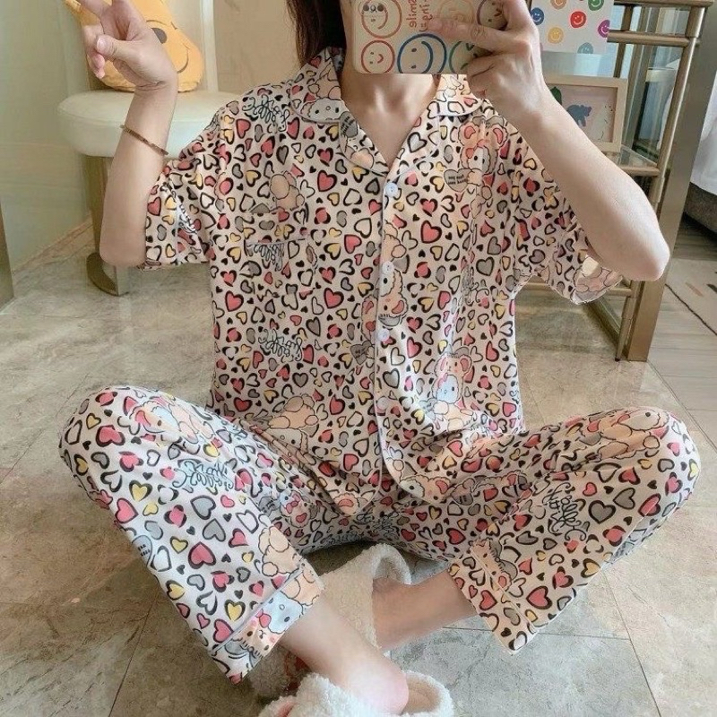 [MERCIEL.CO] - Setelan Kancing Import Lengan Pendek Celana Panjang Busui