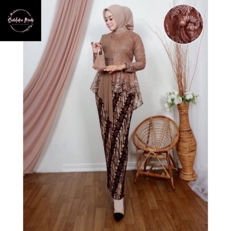 SM Kebaya Modern Set Kebaya Selendang Aurel Setelan Blouse Amalia Atasan Kebaya Modern Kebaya Wisuda
