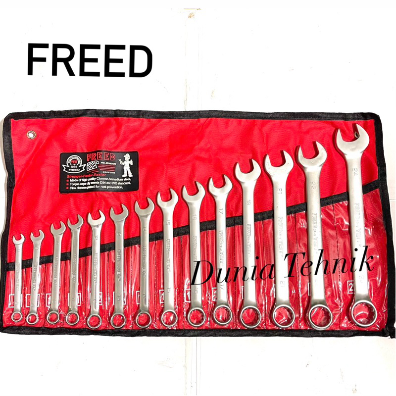 Kunci Ring Pas Set 14 pcs FREED 8 - 24 mm Combination Wrench Set 14 pcs  Kunci Ring Pas Kunci Ring S