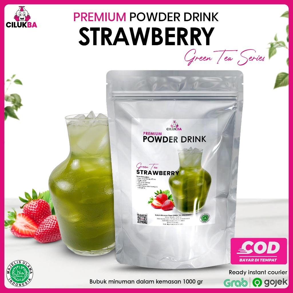 

Cilukba Bubuk Minuman Premium Rasa Strawberry Green Tea 1kg / Premium Powder Drink