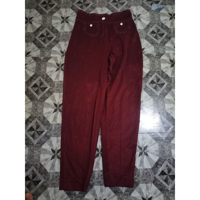 celana panjang wanita maroon