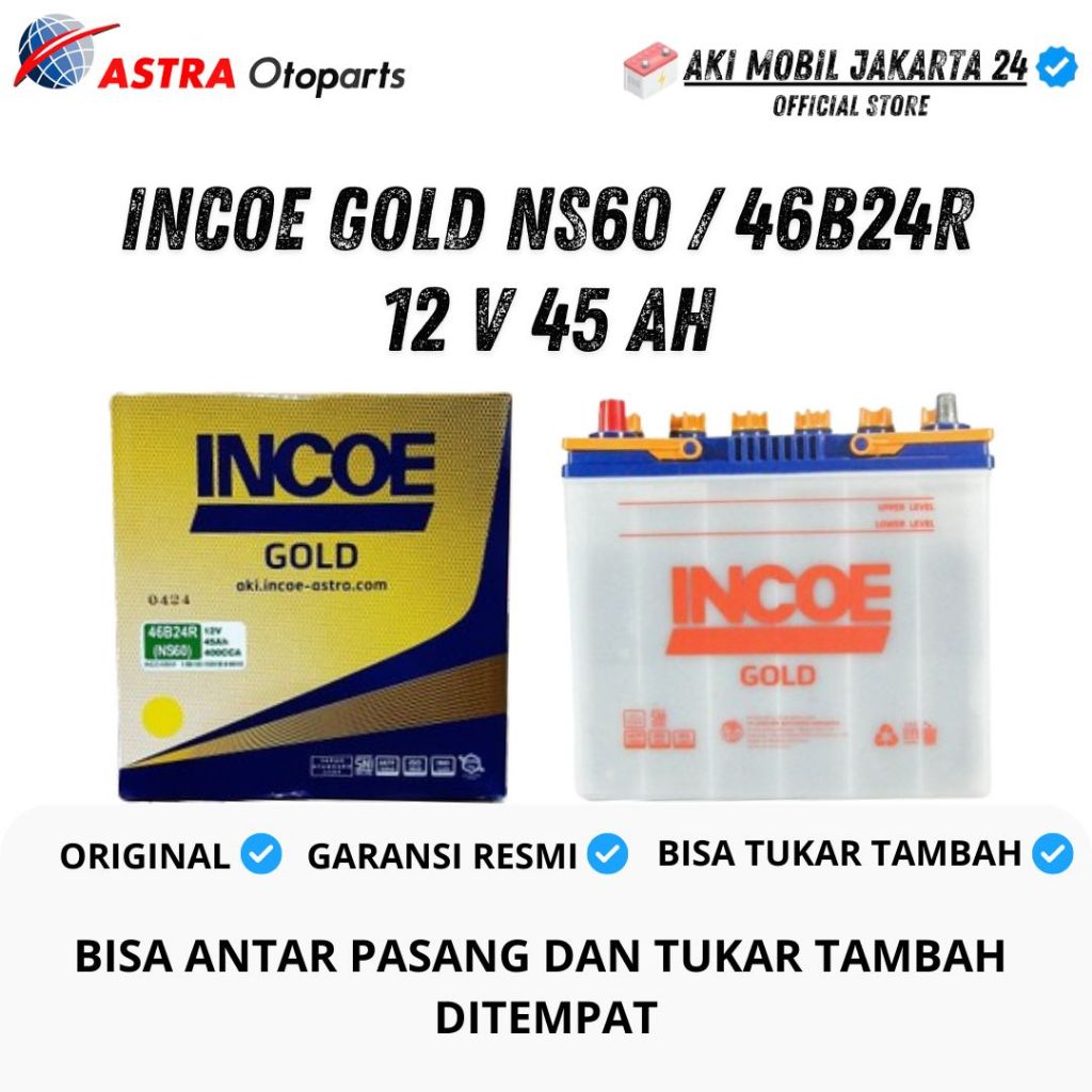 Aki Mobil GRANMAX PICK UP BLINDVAN INCOE GOLD Astra NS60 Aki Basah 12V / 45 Ah