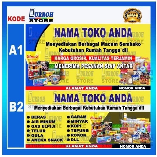 Spanduk / Banner Toko Kelontong / Toko Sembako BISA REQUEST