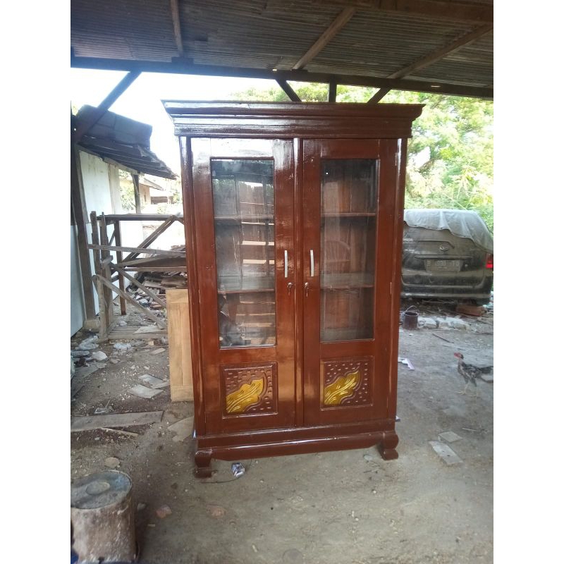 lemari pintu 2 kaca pul hambal lemari pajangan pintu 2 lemari kayu jati