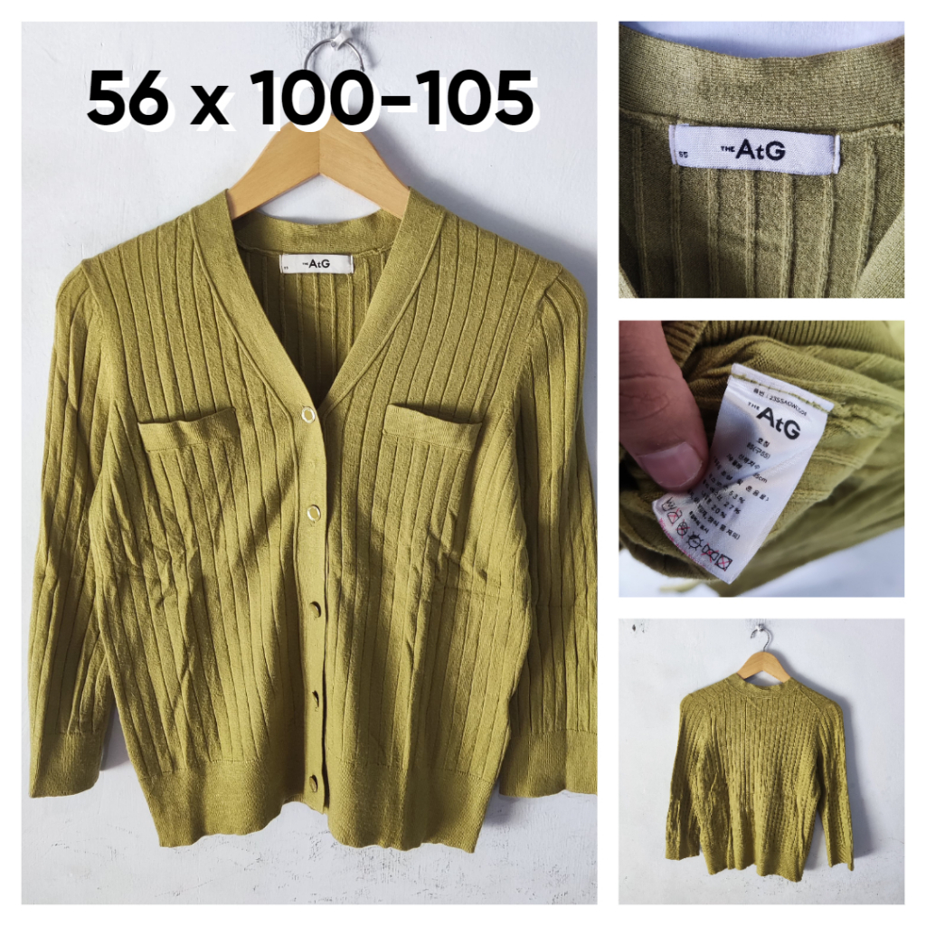 Cardigan Lidi Knit The ATG Hijau Matcha Size M Wanita Atasan Cewek Outer ED517