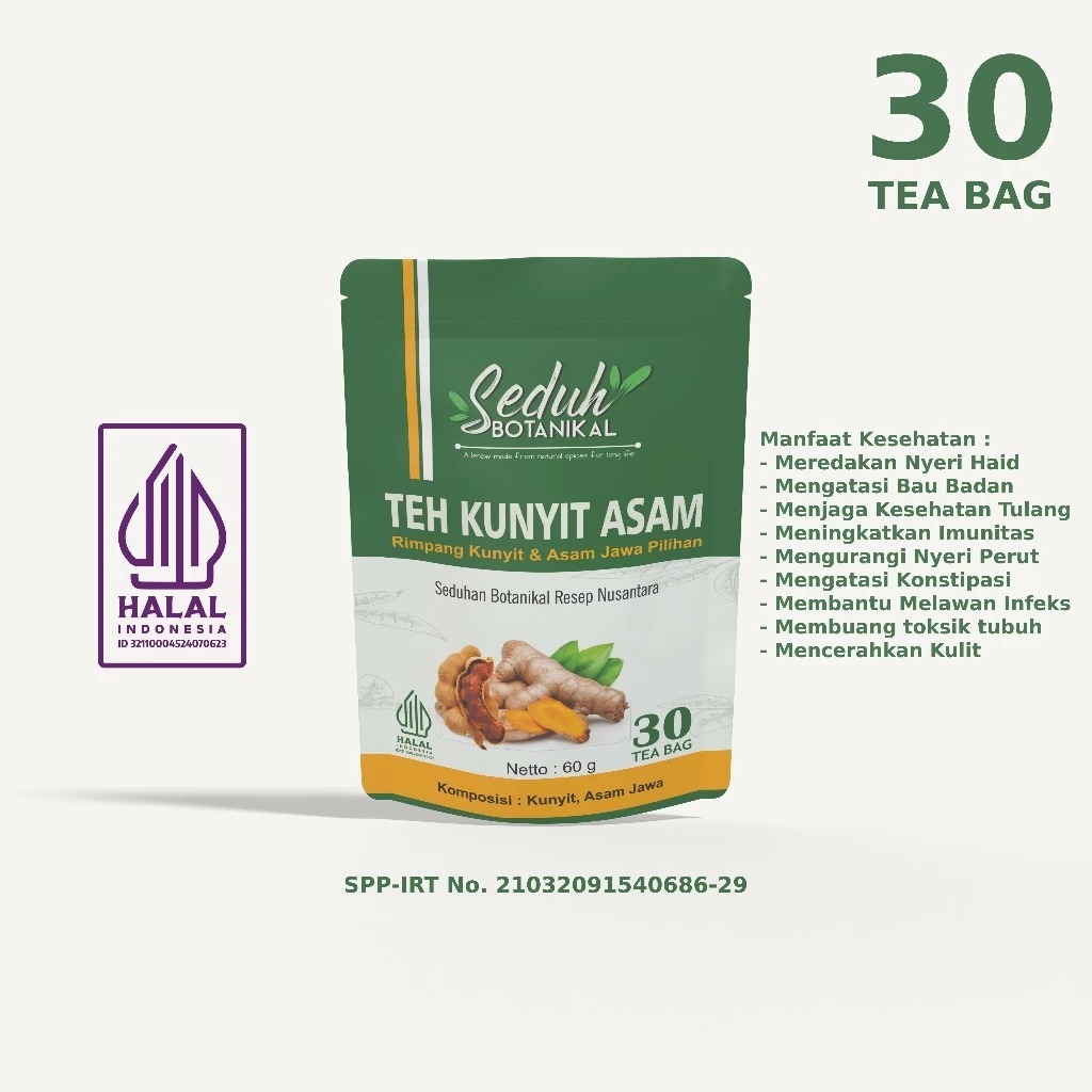 

Teh Kunyit Asam | Teh Celup Kunyit Asam | Teh Kunyit Asam Jawa | 30 Tea Bag SEDUH BOTANIKAL