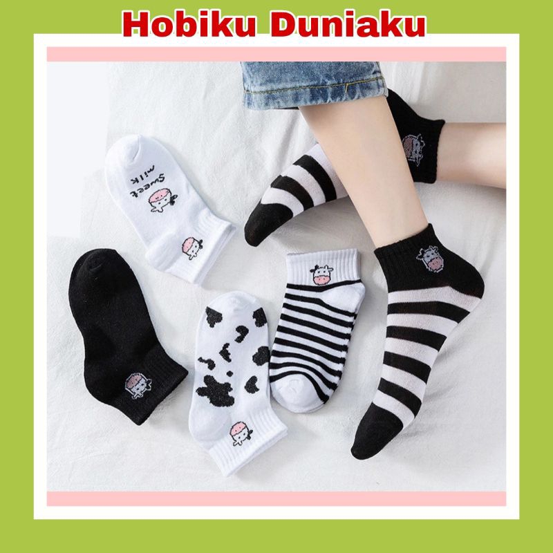 Kaos Kaki Wanita Motif Sapi - Pendek