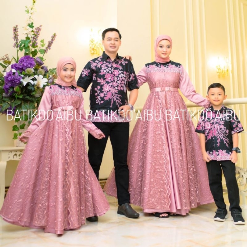Baju couple pasangan lebaran couple keluarga gamis couple keluarga gaun couple ibu anak gamis brukat