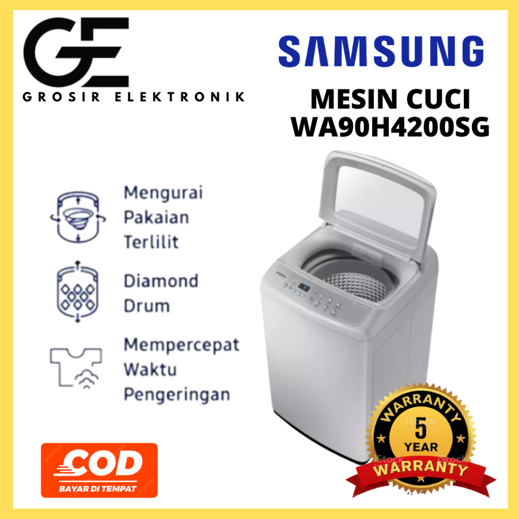 MESIN CUCI SAMSUNG WA90H4200 TOP LOADING 9KG WOBBLE WA90H4200SG