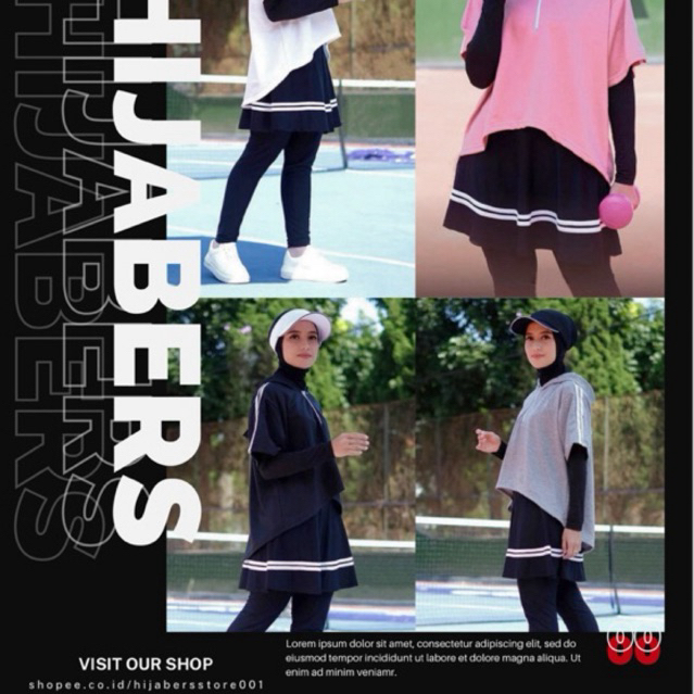 Hijab Syari Hoodie Rompi Sporty Vest Muslim Olahraga Wanita