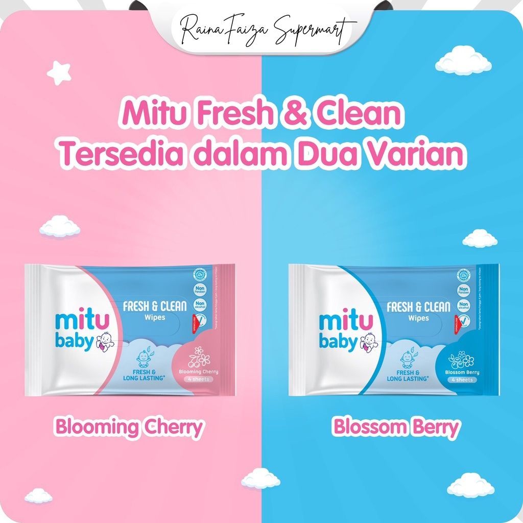 Mitu Baby Fresh and Clean 4's Travel Pack [] Tisu Basah Mitu Baby [] Harga SATUAN & RENCENGAN isi 4