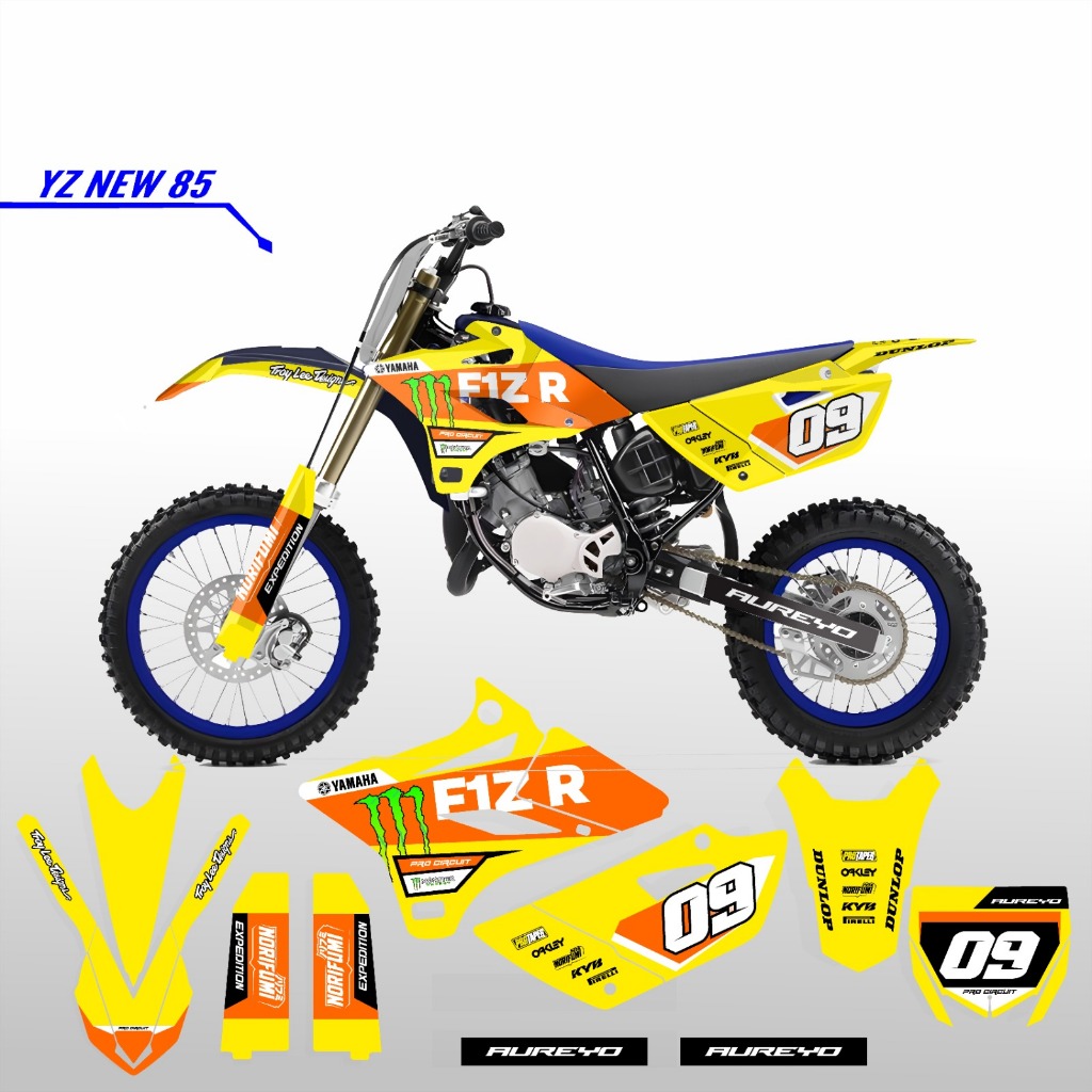 decal yz 85 new biru hitam
