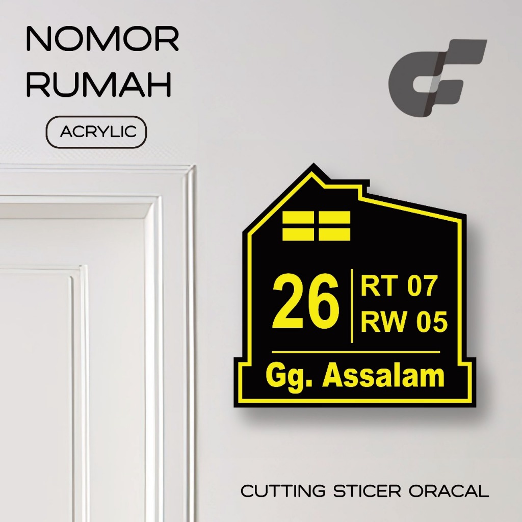 Nomor Rumah Acrylic Cutting Sticker Papan Nama Alamat rumah