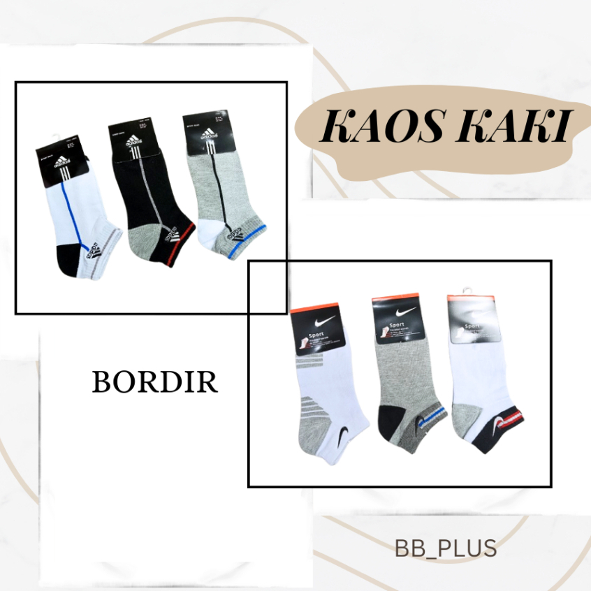 KAOS KAKI SPORT MEN'S SOCKS PENDEK PREMIUM LOGO BORDIR