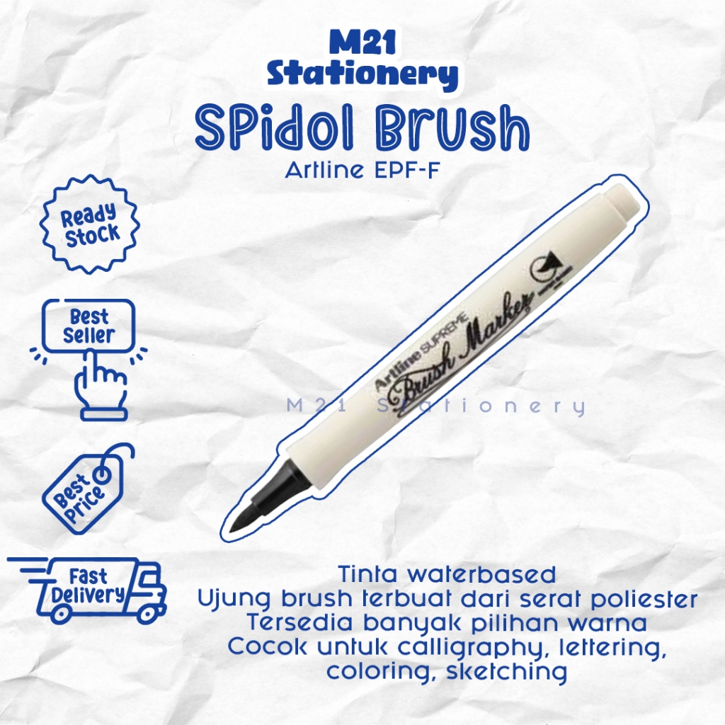 

(1 PCS) SPIDOL BRUSH ARTLINE EPF-F / SUPREME BRUSH PEN MARKER EPFF WATERBASE MARKER SPIDOL BRUSH HANDLETTERING CALIGRAFI LETTERING COLORING BOOK JOURNAL BUJO JURNALING SKETCH SEPIDOL KUAS WARNA WARNI / M21 STATIONERY JOGJA