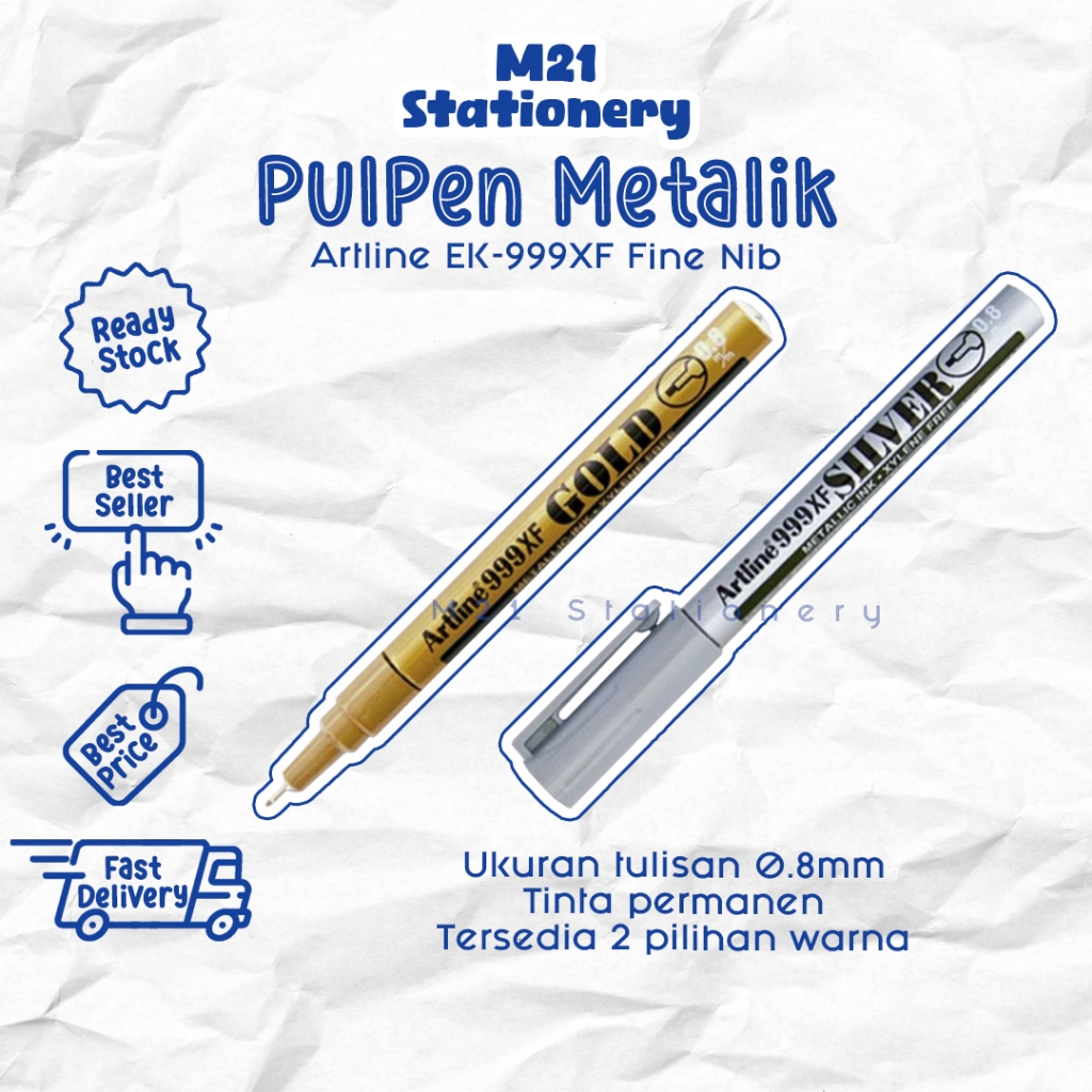 

PULPEN METALIK ARTLINE EK-999XF / PERMANEN TEBAL 0,8 MM EK-999XF TINTA EMAS SILVER GOLD TAHAN AIR WATERPROOF PERMANENT BOLPEN BOLPOIN PENA ALAT TULIS TOKO KANTOR ATK SEKOLAH KULIAH KAMPUS STATIONERY / M21 STATIONERY JOGJA