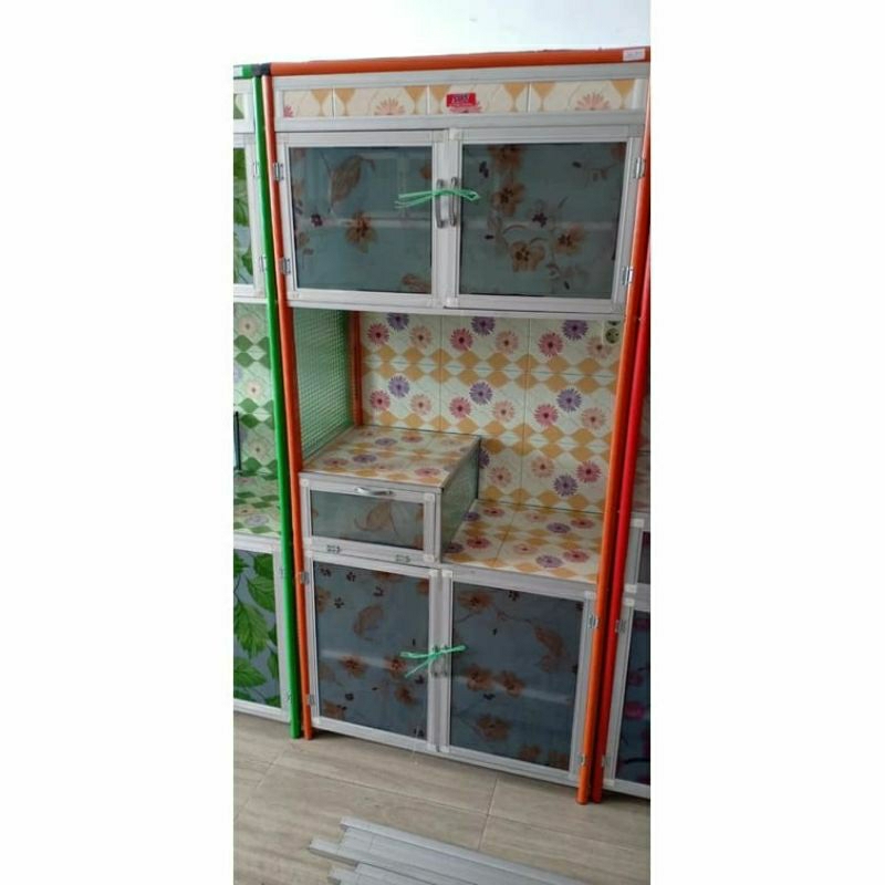 Rak Piring Kaca Keramik 2 Pintu - Rak Piring Aluminium 2 Pintu Keramik - Medan