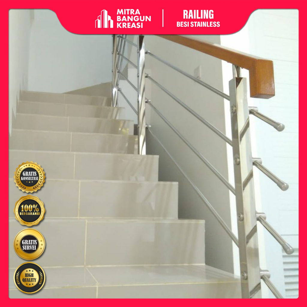 Railing Tangga atau Balkon Stainless Steel Minimalis Mewah [MR005]