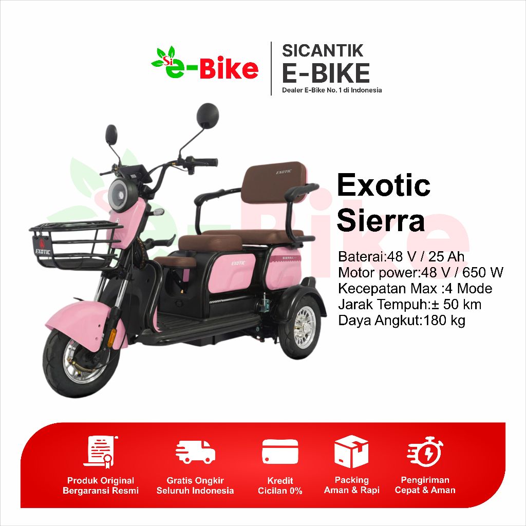 Sepeda Listrik Exotic Sierra Roda 3 - Sicantik E-Bike