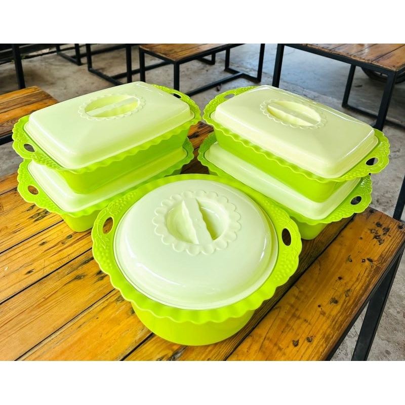 Prasmanan plastik set Lovenia prasmanan plastik isi 5 wadah lauk wadah sayur baki prasmanan persegi
