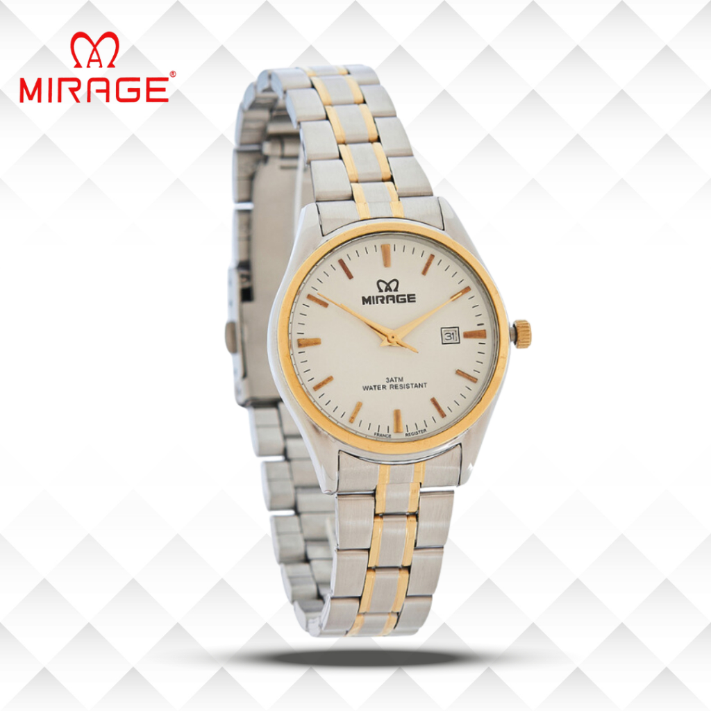 Mirage Jam Tangan Wanita Analog 8708 L Silver Gold Original Stainless