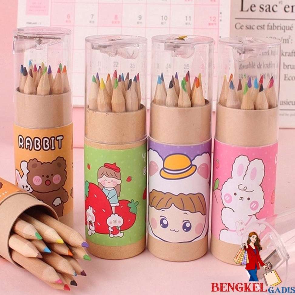 

BEST SELLER Pensil Warna 12 IN 1 Serutan Pensil Color Pencils Quality Pensil Warna Karakter Kemasan Tabung