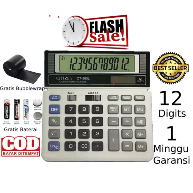 

Kalkulator CT 868L 12 Digit - Calculator Check Dual 2 Power