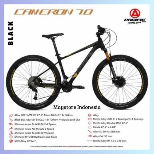 SEPEDA GUNUNG 27.5" MTB PACIFIC CAMERON 7.0 ALLOY 2x9 SPEED HIDROLIK WITH DISC BREAKE,SEPEDA READY S