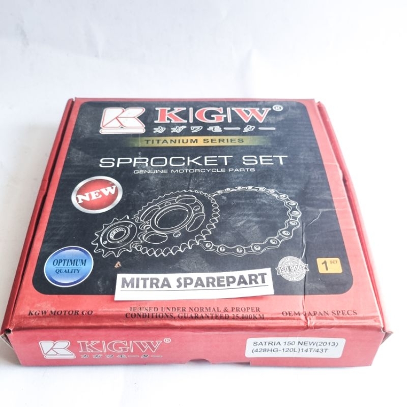 GEAR SET+RANTAI-[KGW]-14T/43T- SATRIA.FU New/INJEKSI [KGW] BEST QUALITY