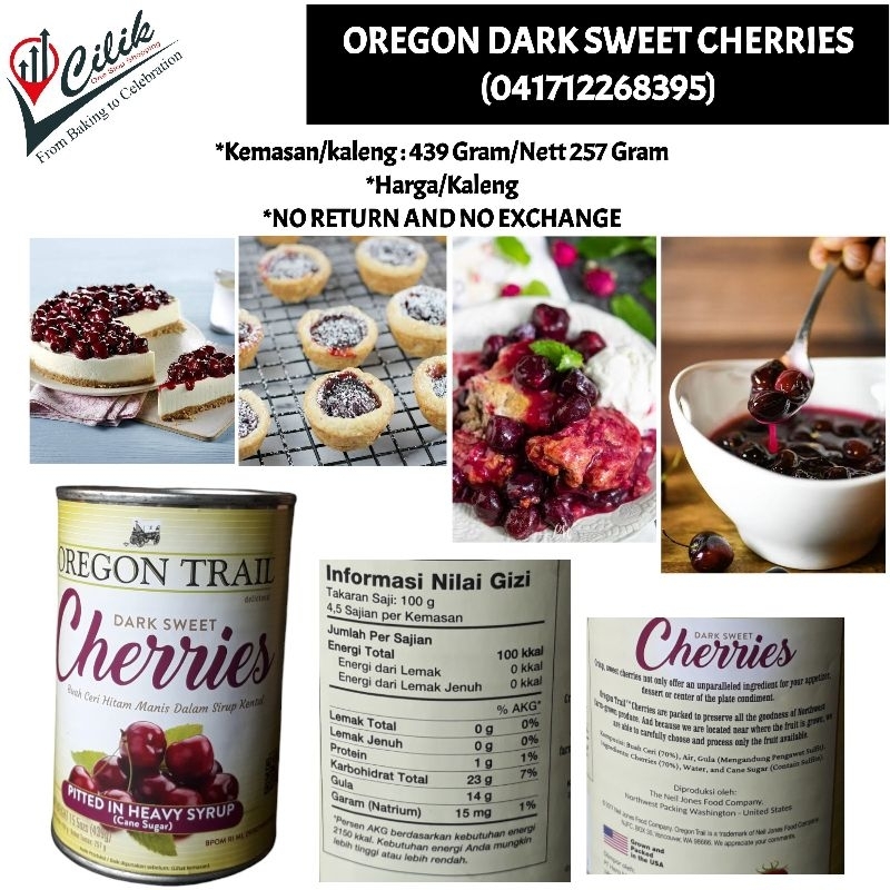 

manisan+dark+cherry+oregon+buah+ceri+hitam+food grade+dekorasi+topping+selai+kue+cupcake+bolu+cake+cheesecake+blackforest+makanan+minuman+dessert+snack+jajanan+kualitas+premium+bahan+resep