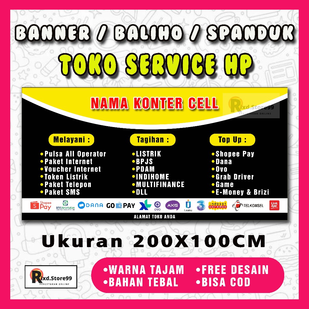 BANNER SPANDUK TOKO KONTER 200x100CM BANNER BALIHO SPANDUK BENER MURAH