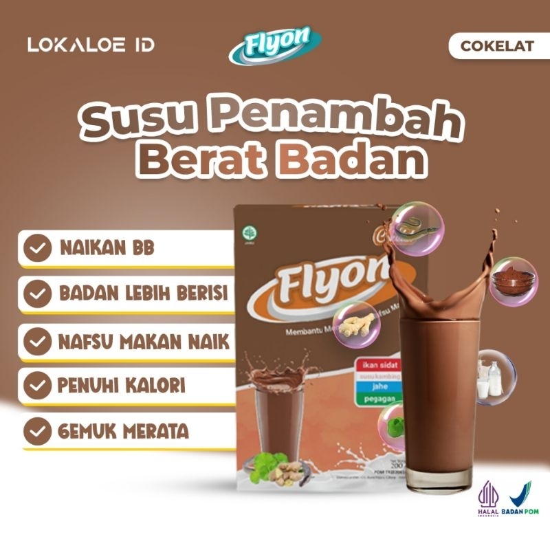 

Susu FLYON Susu Penggemuk Badan Rasa Coklat Menambah Nafsu Makan