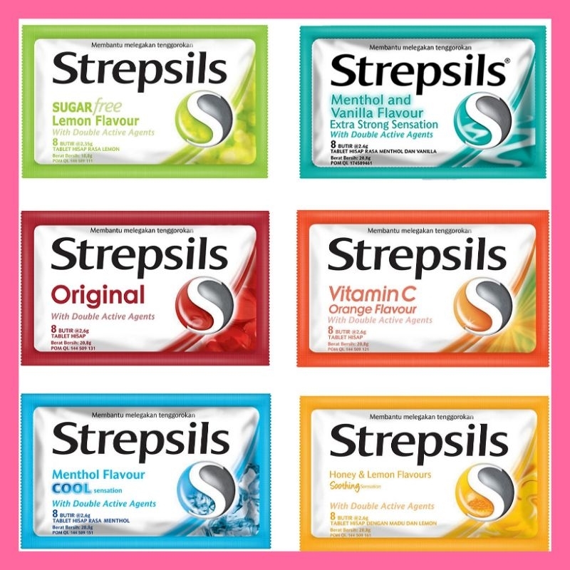 

strepsils permen vitamin c melegakan tenggorokan batuk cool lemon orange honey 8 butir